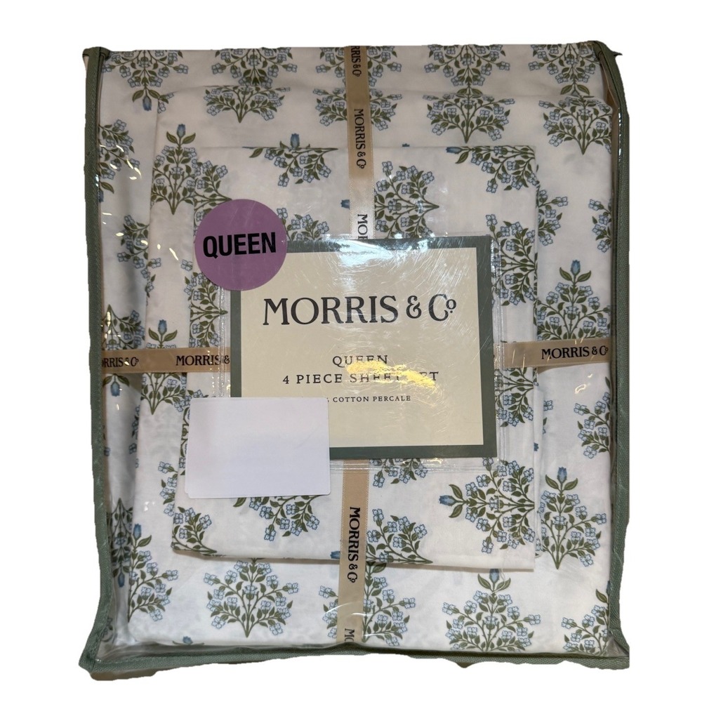 New William Morris & Co Queen Sheet Set 4-piece Floral Boquet